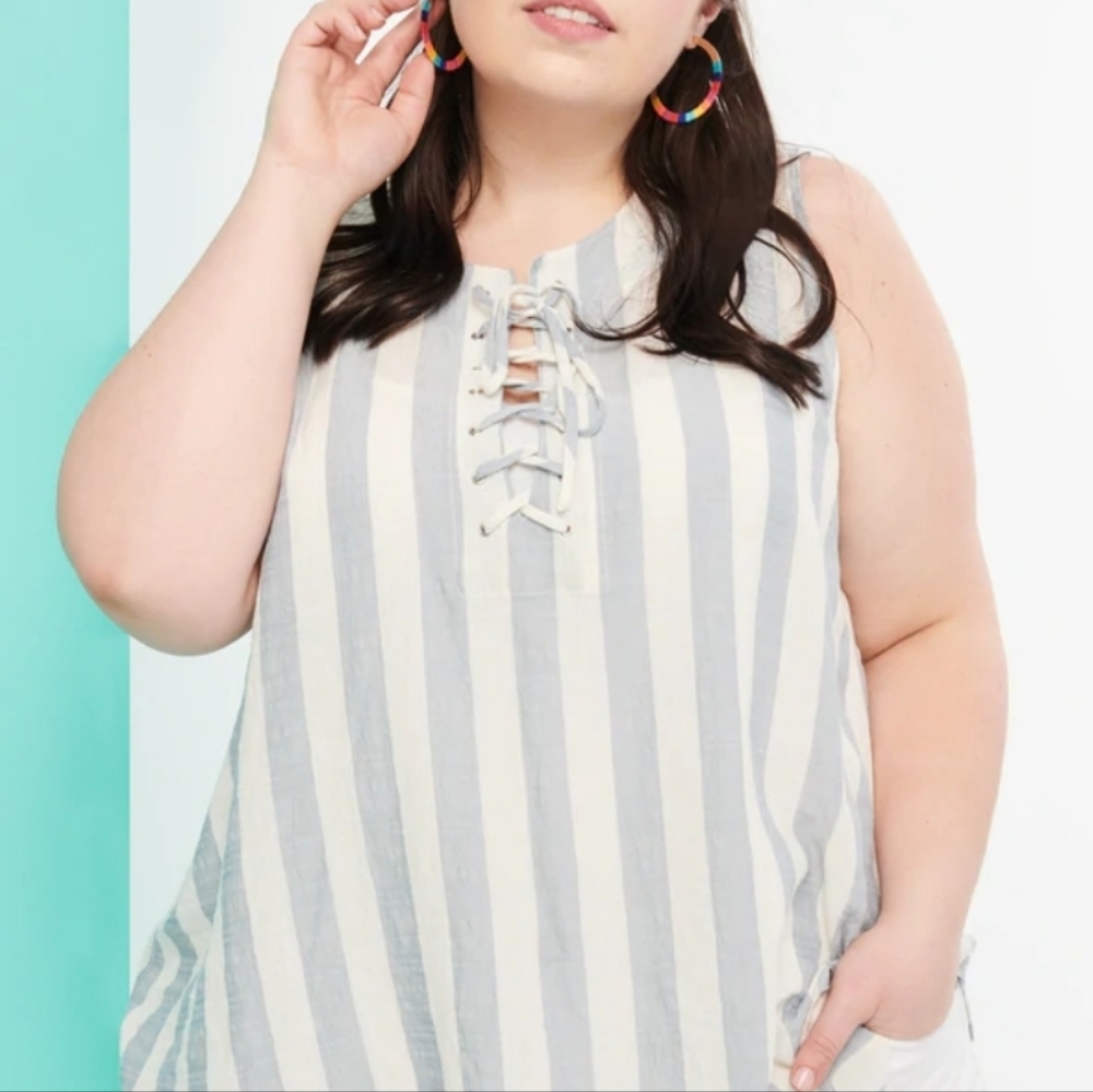 Dia & Co Downing Studio Carrie Sleeveless Striped Shell